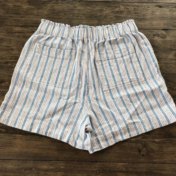 Loft Outlet Size Small Striped Linen Blend Pull On High Rise Shorts Summer Blue - Picture 6 of 8
